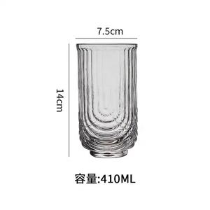 Ensemble de verres <span class=keywords><strong>à</strong></span> cocktail transparents au design en arc de 14oz verrerie <span class=keywords><strong>à</strong></span> ondulation façonnée <span class=keywords><strong>verre</strong></span> Highball pour les boissons de bar <span class=keywords><strong>à</strong></span> cadeaux - Product Image 2