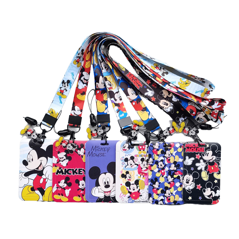 Lovely Cartoon Mickey Card Case Cover Campus Plastic Anti-Lost Phone Neck Lanyards Promotional Satin Card Holder Accessories Image 2