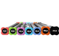 Barre de musculation unisexe en acier de 2 kg/10 kg, recouverte de mousse TPE, avec code couleur, antidérapante, avec embout anti-roulement, pour la gym, le fitness et l'entraînement aérobie