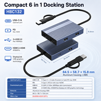 Adaptador DisplayLink USB C a Doble HDMI 4K 60Hz 6 en 1, Hub Híbrido Tipo C USB A, Estación de Acoplamiento para Dos Monitores, Compatible con MacBook M1 M2 M3