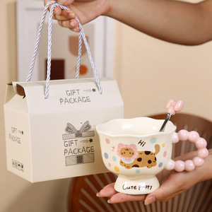 كوب سيراميك فاخر سعة 350 مل بتصميم شخصيات كرتونية عصري، هدايا عيد ميلاد نسائية، هدايا عمل للأزواج، للاستخدام المنزلي في الإفطار، آمن للغسل في غسالة الأطباق - Product Image 6