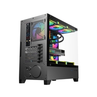 Boîtier de PC de jeu Micro-ATX Mid Tower sans cadre en verre TG avec interface Type-C, prise en charge de la carte mère à connexion arrière, refroidissement par eau de 240 mm