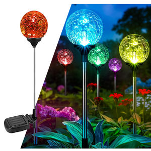 Lampu Taman Bola Kaca Retak Bertenaga Surya Dekorasi Halaman Luar Ruangan Pencahayaan Lanskap Jalur Berubah Warna - Product Image 1