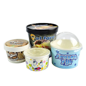 Custom Printed Food Grade Disposable Ice Cream Paper Cup with Lid 4oz 16oz <b>PLA</b> Ice Cream Paper Cups - Product Image 1
