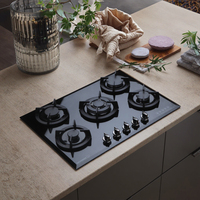Table de cuisson à gaz encastrée à 5 brûleurs en verre trempé de 86cm Cuisinière domestique à économie de gaz en acier inoxydable approuvée CE