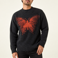 Herren-Winterpullover mit individuellem Logo, flauschiger Strick, Schmetterlings-Jacquard, Rundhalsausschnitt, Streetwear, Großhandel