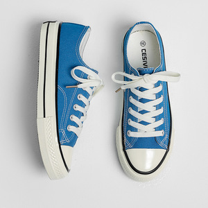 Venta al por mayor de corte bajo estilo para caminar plano blanco Casual lona Skateboarding zapatos para hombres mujeres Unisex estudiante - Product Image 4