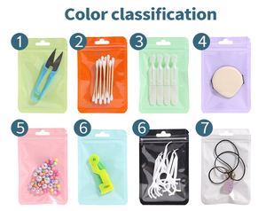 Sacs à fermeture éclair colorés Macaron Mylar avec fenêtre transparente anti-odeur pochettes en plastique Euro trou pour aliments pour animaux de compagnie et colliers - Product Image 3