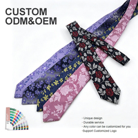 Cravate en polyester à motif floral pour homme, idéale pour le printemps, l'été, le jardin, les mariages en extérieur, cadeau, pièce unique