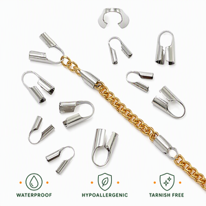 Connecteurs à sertir en acier inoxydable 304, <span class=keywords><strong>clips</strong></span> de fixation pliables pour extrémités de colliers/bracelets, accessoires de fabrication de bijoux DIY - Product Image 1