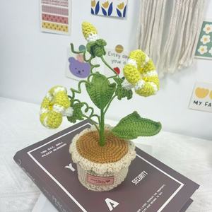 2025 Crochet Morning Glory Plante En Pot Clématite <span class=keywords><strong>Chiffonnier</strong></span> Fleur Crochet En Pot Fleur Maison Voiture Décoration Fête Des Mères Cadeau - Product Image 3