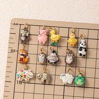 HD0942 Breloques Animaux Mignons Imprimés (Paresseux, Hérisson, Cochon, Panda, Renard, Canard) pour la Fabrication de Colliers, Bracelets et Bijoux DIY