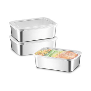 Stainless Steel Food <b>Storage</b> Containers Airtight Lids for Kitchen Bento Box Meal Prep Metal Lunch Box Freezer and Microwave Safe - Product Image 1