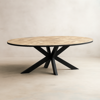Nouvelles conceptions de table à manger ovale pliable en bois massif, motif en chevrons, fabrication artisanale, style industriel moderne, meubles pour la maison
