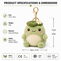 Gantungan Kunci Boneka Katak Botani Kustom Katak Lucu Dengan Bunga Lily Pad Daisy Bordir Logo Kustom Label Tenun Kotak Hadiah Kustom