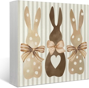 Casa <span class=keywords><strong>de</strong></span> campo Conejito rústico Conejo Primavera Interior Bloque <span class=keywords><strong>de</strong></span> <span class=keywords><strong>madera</strong></span> Signo Feliz Pascua Caja <span class=keywords><strong>de</strong></span> <span class=keywords><strong>madera</strong></span> Placa Técnica pintada a mano - Product Image 1