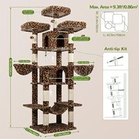 Torre para Gatos Starmoon para Gatos de Interior com Poste de Arranhar, Rede, Plataformas, Condomínios com Cesto Suspenso Design Leopardo