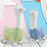 Chaise en peluche mignonne en forme d'alpaga, tabouret en forme de lama pour enfants, chaise animale rembourrée en polaire pour la chambre d'enfant et la salle de jeux