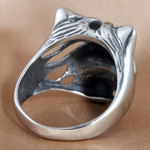 Wolf Head <b>Ring</b> Silver Men's Punk Animal Hollow Jewelry Gift 213024 - Product Image 2