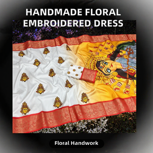 Vêtements Inde Pakistan 2022, sari/sari/shari brodé à la main avec des motifs floraux, manches bouffantes, col en V, haute qualité, prix de gros, pour les fêtes - Product Image 2