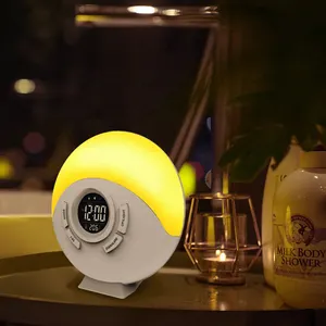 Decorazione per la casa Fm Radio orologio luce notturna digitale LED magico orologio da tavolo Smart Wake Up luci sunrise Clock