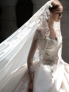 Luxury White Satin Ball Gown Wedding <strong>Dresses</strong> For Bride 2025 With Embroidery - Product Image 2