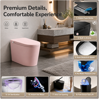 Toilette intelligente moderne à couleur personnalisable avec télécommande, cuvette carrée, siphon en P/S, chasse automatique, bidet monobloc en céramique pour salle de bain