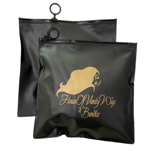 Custom Black Matte PVC Zipper Bag with Ring Pull Closure Gold Logo Printing for Apparel Cosmetic Packaging OEM - Product Image 6
