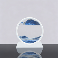 Cadeau artisanal en verre rond avec logo personnalisé, art du sable 3D à mouvement liquide, tableau de sable en mouvement, paysage de sable fluide