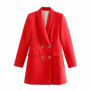 <span class=keywords><strong>Estate</strong></span> e <span class=keywords><strong>autunno</strong></span> nuove tasche da donna a quattro colori con lungo doppio petto da donna Blazer Za - Product Image 3