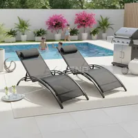 Chaise longue pliante d'extérieur en forme de S, empilable, avec tissu en maille, idéale pour le soleil et la relaxation – Nouveauté très demandée pour la vente par correspondance