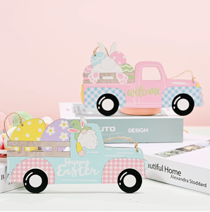 DAMAI Wholesale <b>Easter</b> Decor Wooden Car <b>Ornaments</b> Egg Rabbit Radish Hanging Pendants for Auto Interior Holiday Party Supplies - Product Image 3