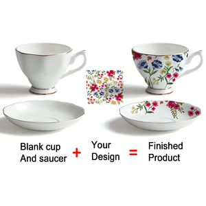 Set di <span class=keywords><strong>tazze</strong></span> e piattini per il tè europeo personalizzato, <span class=keywords><strong>tazze</strong></span> in porcellana bianca <span class=keywords><strong>da</strong></span> caffetteria <span class=keywords><strong>da</strong></span> 7 once - Product Image 3