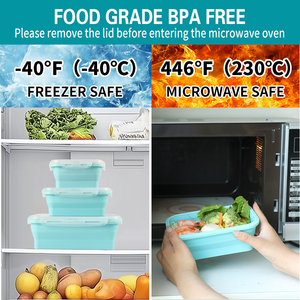 Custom Thermal Foldable Silicone Lunch Box 4 Set Kids Bento Camping Leak Resistant Dishwasher Safe Printing - Product Image 2