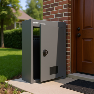 Buzón de acero resistente Vevor de 12.5x6.3x16.9 pulgadas en gris oscuro con cerradura de combinación para montaje en pared con acceso frontal. - Product Image 2