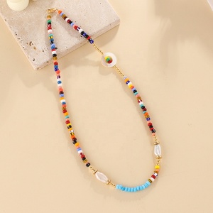 قلائد مطرزة بالخرز على الطراز العرقي ، لآلئ طبيعية مقترنة بقلادة نسائية مطرزة بالخرز من ميوكي. - Product Image 4