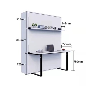 <span class=keywords><strong>Lit</strong></span> mural électrique moderne à <span class=keywords><strong>double</strong></span> couche avec télécommande et bureau-bibliothèque - Product Image 5