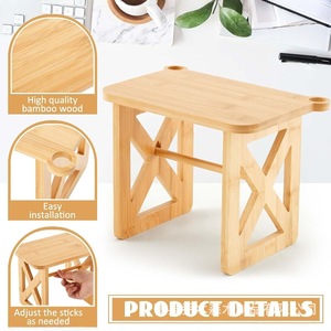 Bamboo Thermal <b>Printer</b> Stand Desktop Label Maker Storage Rack Courier Waybill Holder Office <b>Desk</b> Organizer Rectangle Standing - Product Image 2