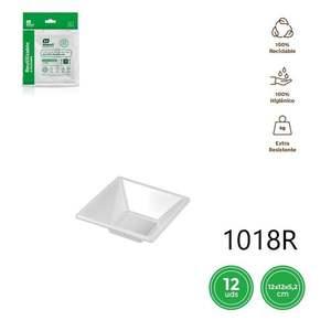 Disposable <b>Plastic</b> Tray 1018R CUENCO CUADRADO BLANCO 12X12X5.2CM Reusable Food Storage <b>Container</b> 12U Injection Stackable - Product Image 2
