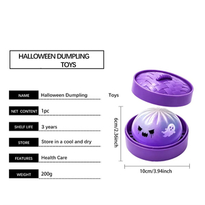 Juguete de Halloween: Fantasma Morado de Plástico, Squishy de Levantamiento Lento, con Purpurina Brillante, Antiestrés, Suave para Apretar, en Forma de Dumpling, Regalo Festivo - Product Image 6