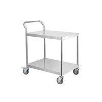 Chariot à main robuste en acier inoxydable 200 kg à 2 roues pour services alimentaires, hôpitaux et laboratoires, roues en caoutchouc silencieuses