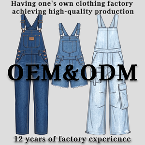 Custom Cargo Denim Overalls Women Multi-Pocket Bib <strong>Dungarees</strong> Wide Leg Private Label Workwear Personalized Logo Jumpsuits OEM - Product Image 1