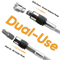 Adaptateur de embouts et de douilles 2-en-1 KIWALL, support d'extension à double usage à queue hexagonale de 1/4 po à dégagement rapide pour perceuse électrique et visseuse à chocs