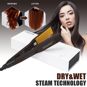 Salón profesional, plancha plana de 360 grados, nueva tendencia, placa de titanio, rodillo alisador de pelo, temperatura LCD, ahorro de electricidad - Product Image 3