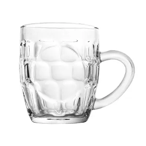 300ml Clear Transparent Dimple Oktoberfest Sublimation Beer Glass Mug with Handle Beer Stein Glass Mug