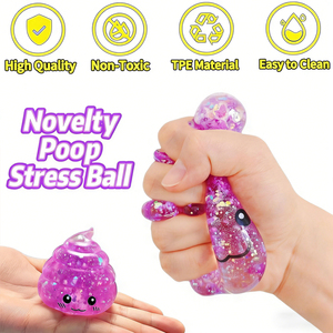 Regalos Promocionales Novedosos, Pelota Antiestrés de TPR con Purpurina en Forma de Popó, Juguetes para Estirar y Apretar, Recuerdo de Fiesta para Niños - Product Image 4