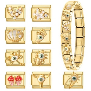 Italian Micro-inlaid Gold Plated Stainless Steel Bracelet Simple Fashion Kids DIY Patch Accessories Gift - Product Image 3