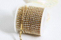 Chaîne de Strass en Cristal AB en Verre, Forme Plate, SS16, 10 Verges/Rouleau, Chaînes à Coupelles Serrées pour la Décoration de Chaussures, Sacs et Vêtements