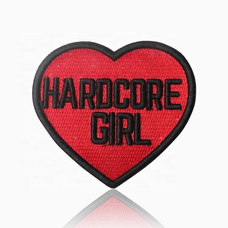 Custom Heart Shape Name Logo Iron On Embroidery Patches For Clothing