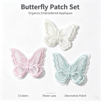 Ensemble de patchs imprimés double couche motif papillon, appliques brodées en organza, 3 couleurs, patch décoratif en dentelle transparente pour vêtements et robes